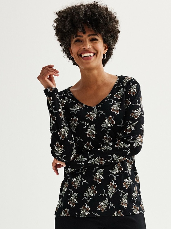 Tops - Croft & Borrow Black Paisley Flower top